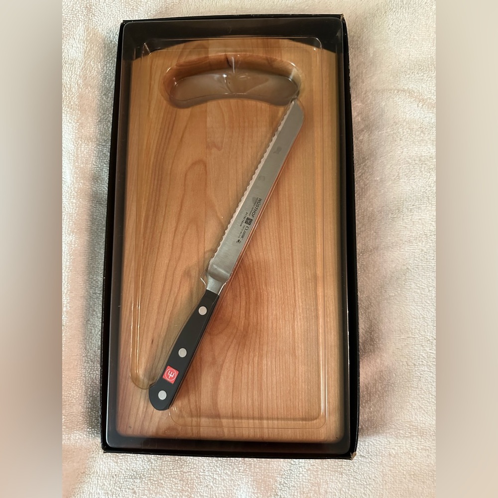 Wusthof Bread Knife and Birch Board